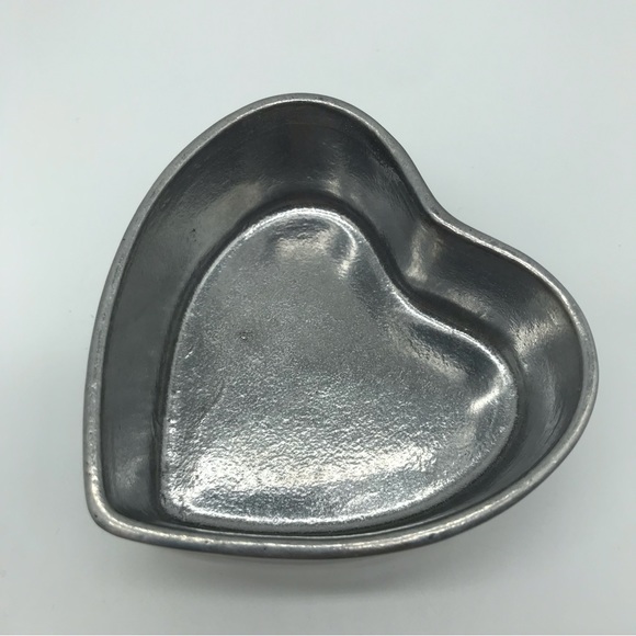 Vintage Jewelry Trinket Box Pewtarex York Silver Pewter Heart Shaped Keepsake - Picture 4 of 14